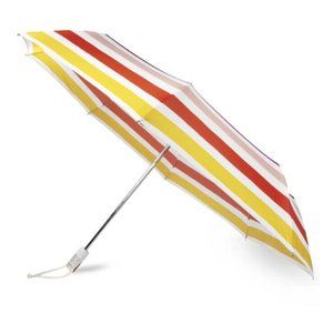NWT KATE SPADE Candy Stripe TRAVEL UMBRELLA w/ Cover Rainbow